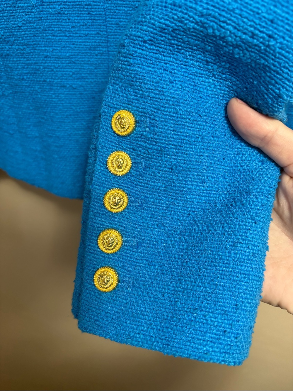 L'AGENCE Brooke Tweed Blazer Blue Gold Size 4 - Picture 8 of 13